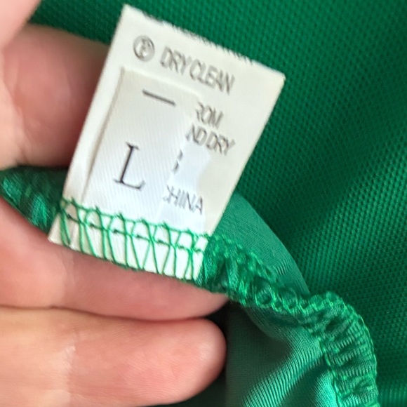 Elegant Stand Collar Green Bodycon Ruched Dress L - Picture 12 of 13